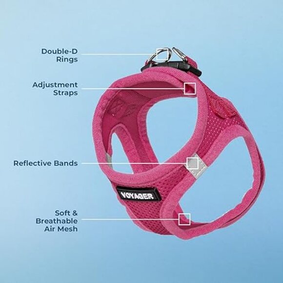 Voyager Dog Harness + Matching Leash – Fuchsia (Size Small) - Picture 5 of 8